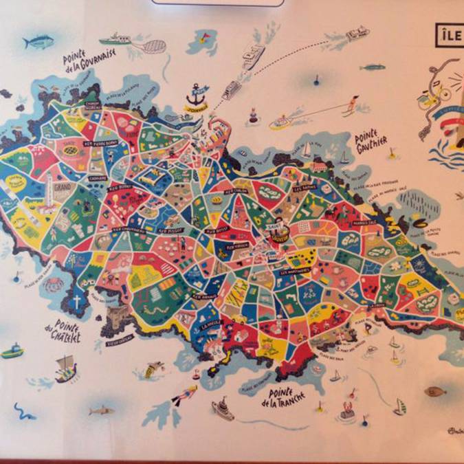 Affiche carte de l'île d'Yeu 50 x 70 cm (25 €)