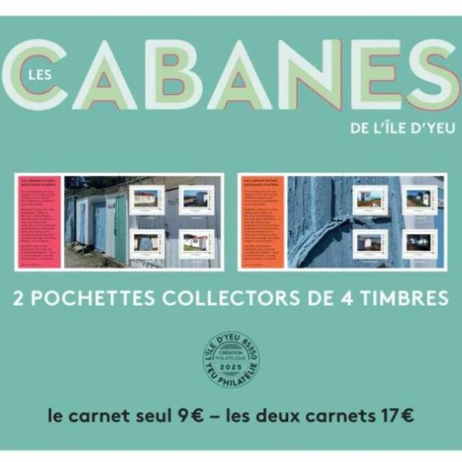 Carnet de timbres "Collector" : Cabanes de L'île d'Yeu (9 € l'un / 17 € les deux)